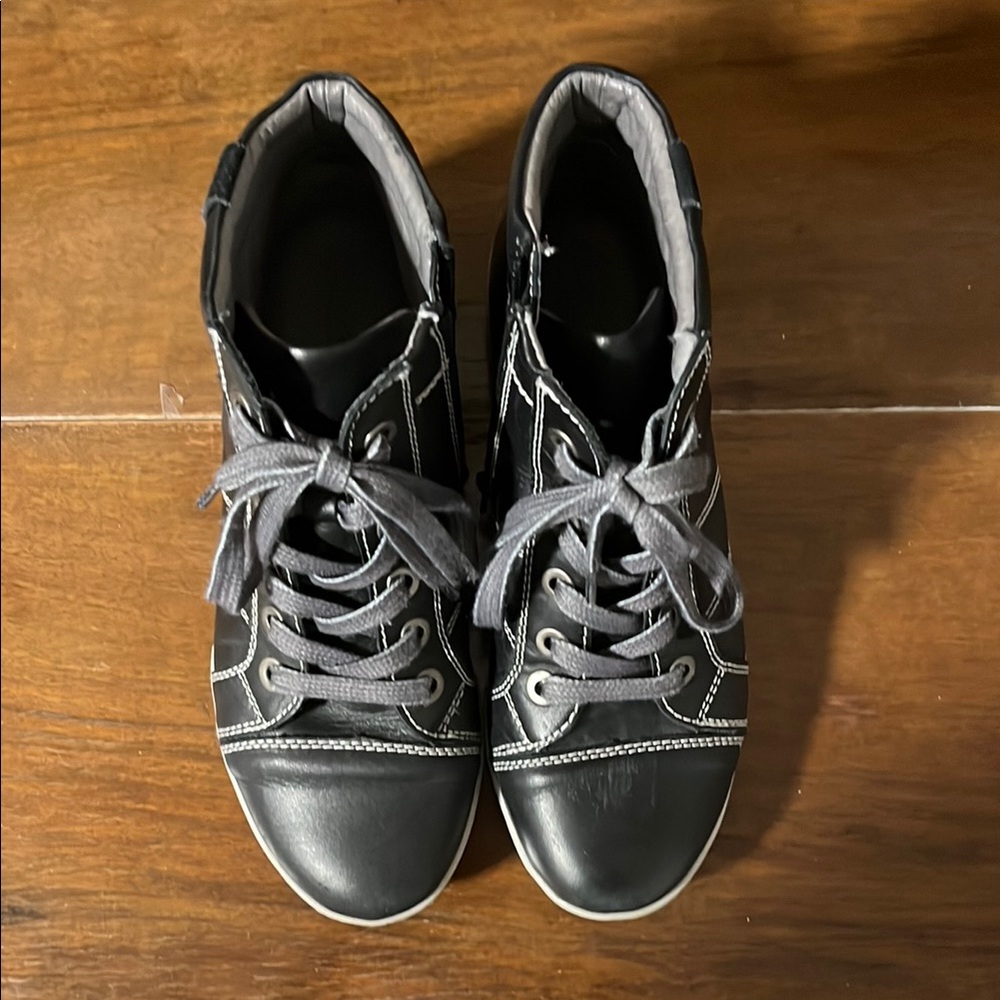 Black and Gray High-Top Sneakers
